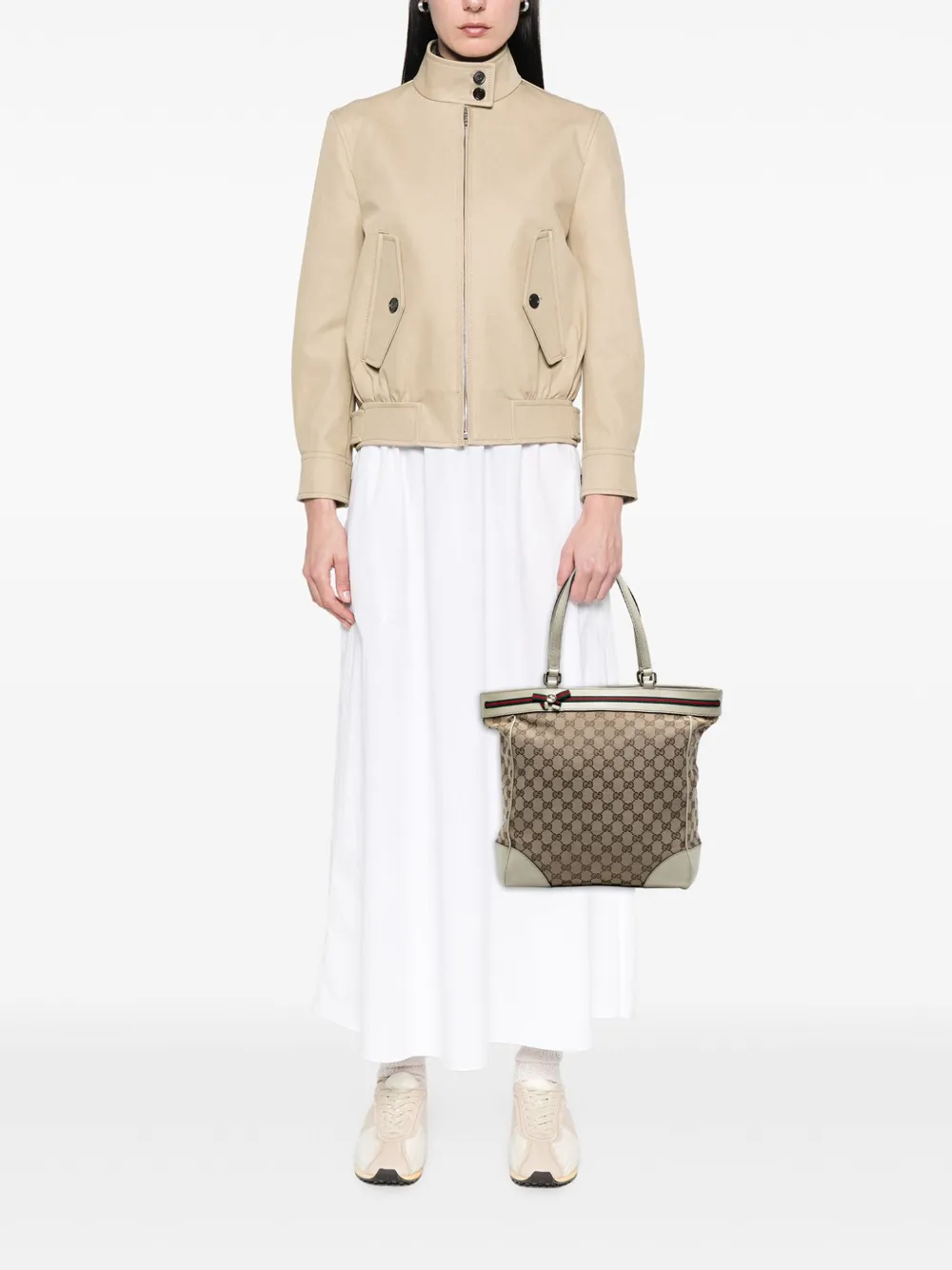 Pre-owned Gucci 2016-2025 Gg Canvas Mayfair Tote Bag In Brown