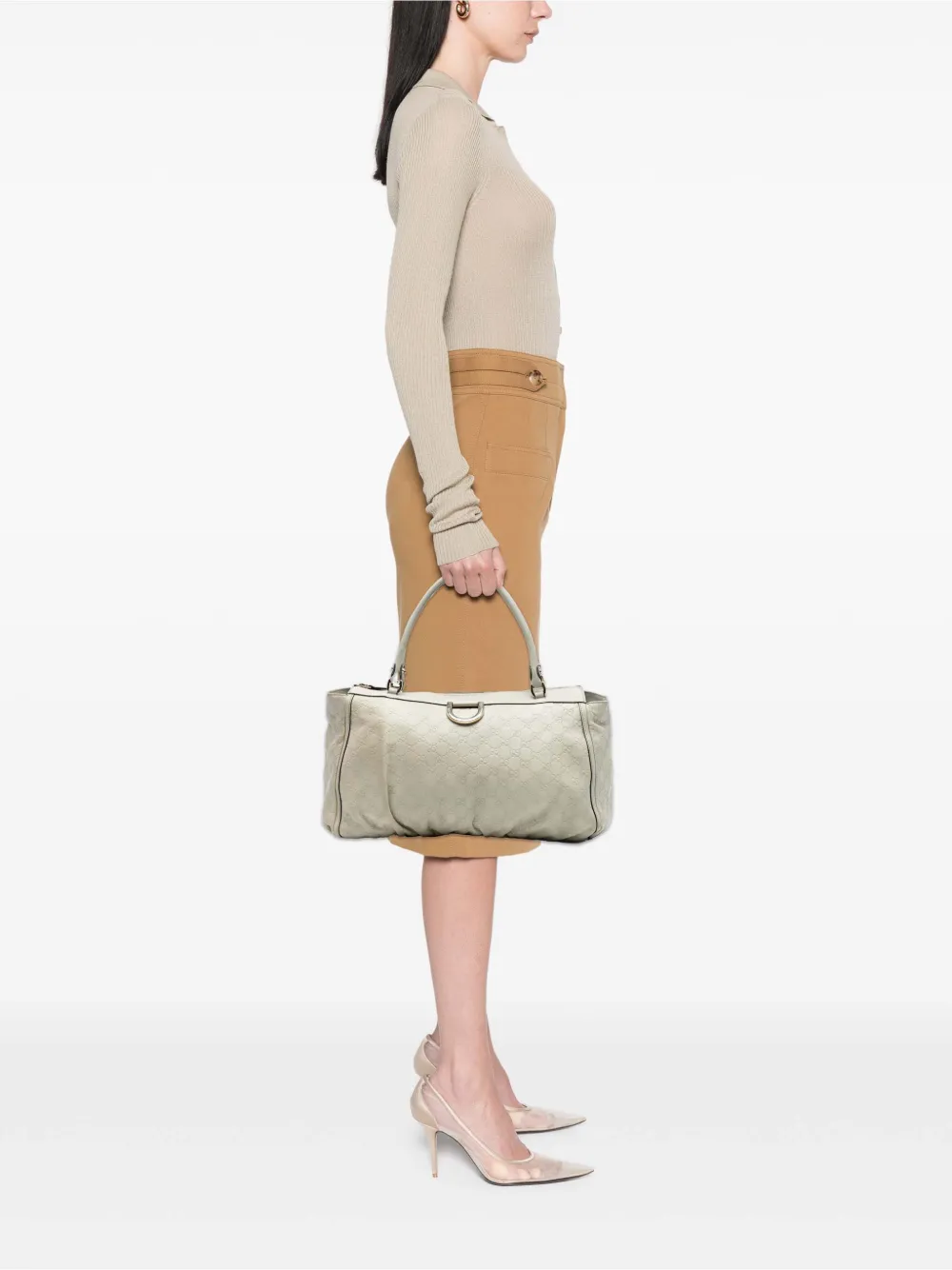 GUCCI Pre-owned 2016-2025 Ssima Abbey D Ring Tote Bag In White