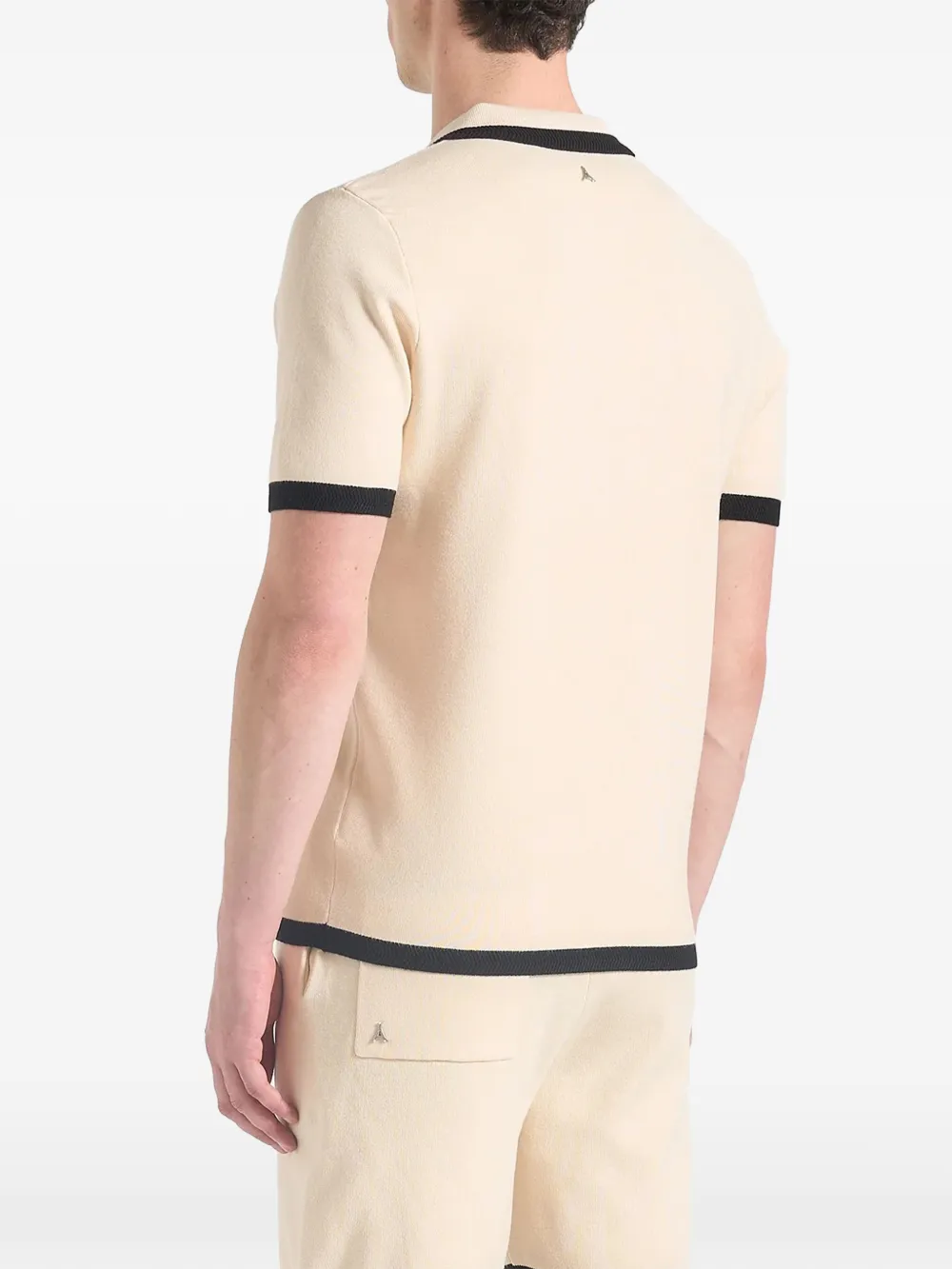 Lambert Contrast-Detail Knit Cream Polo Shirt