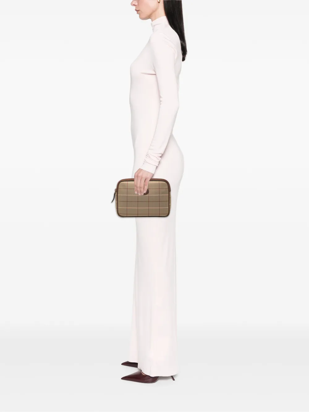 Pre-owned Burberry 20th Century Vintage Check Canvas Clutch Bag In Brown