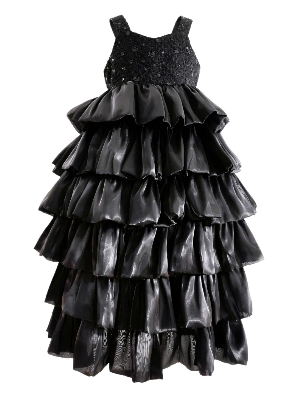 Tulleen ruffled-tiered dress - Nero