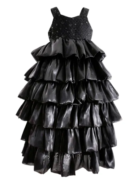 Tulleen ruffled-tiered dress