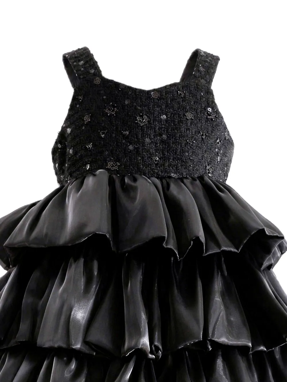 Tulleen Gelaagde jurk met ruches Zwart