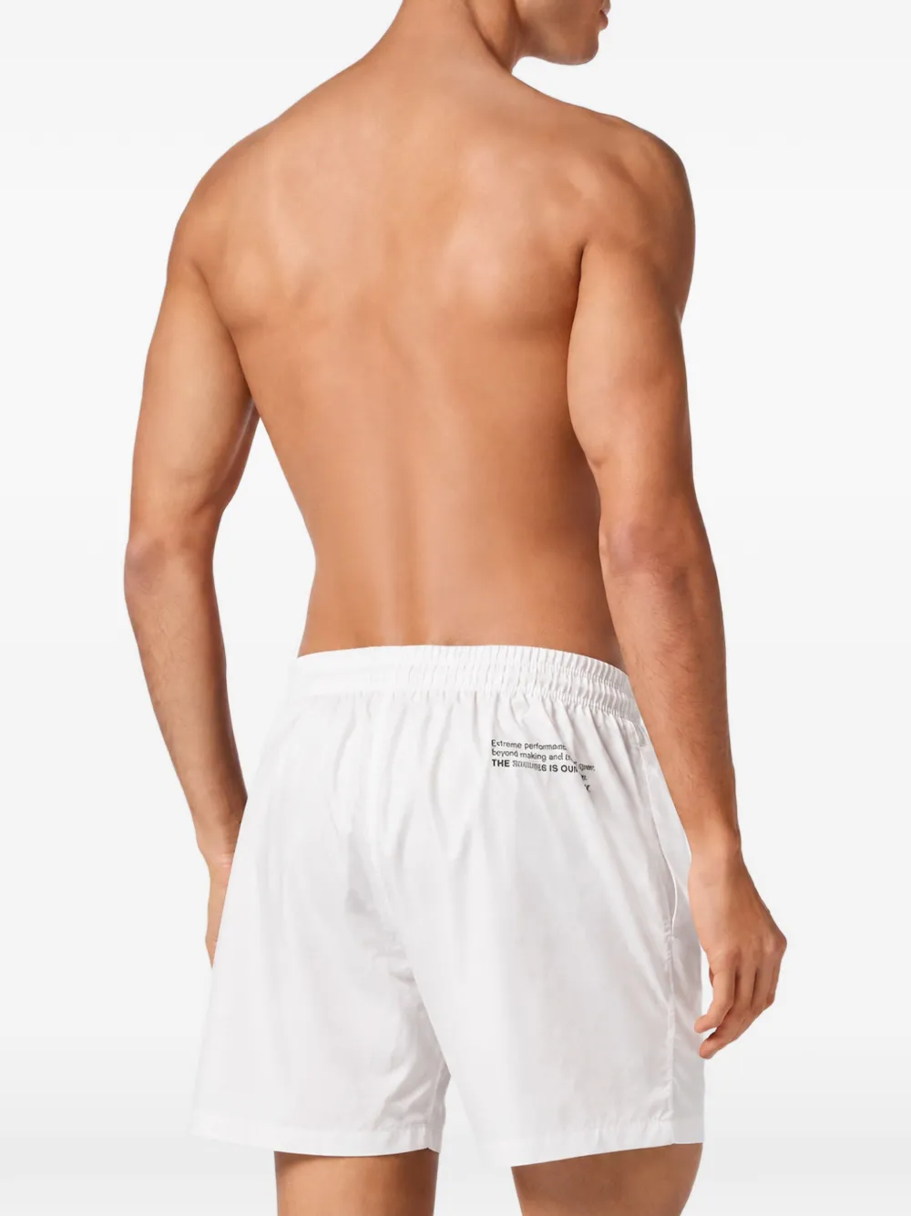 Plein Sport logo-patch drawstring swim shorts Wit