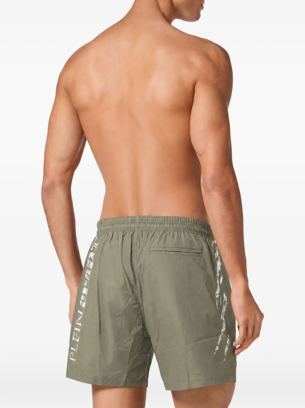 Plein Sport logo-print drawstring swim shorts Groen