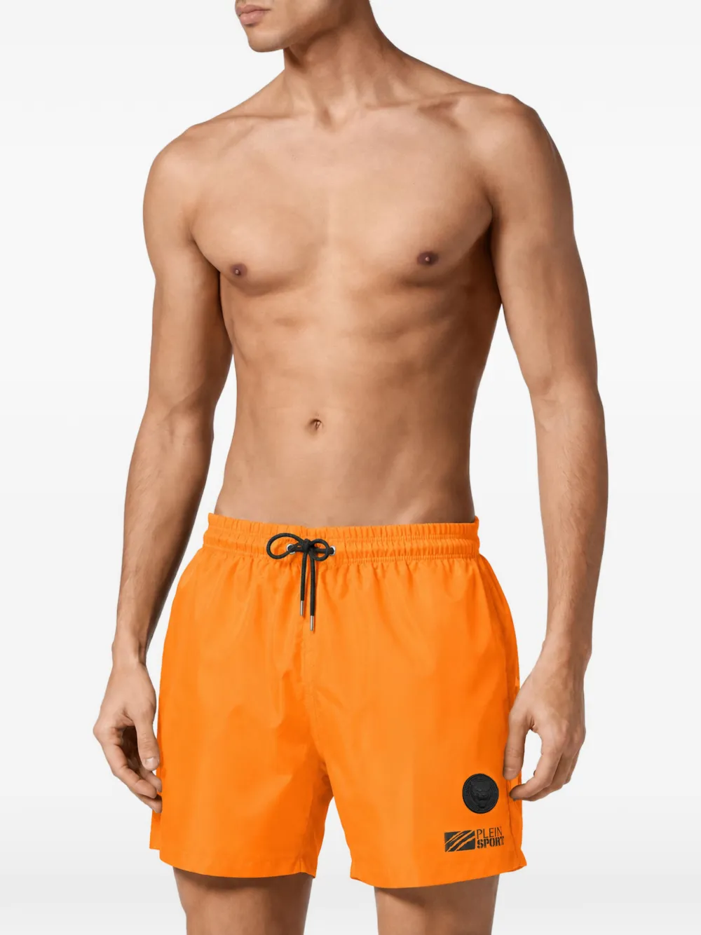 Plein Sport logo-patch drawstring swim shorts Oranje