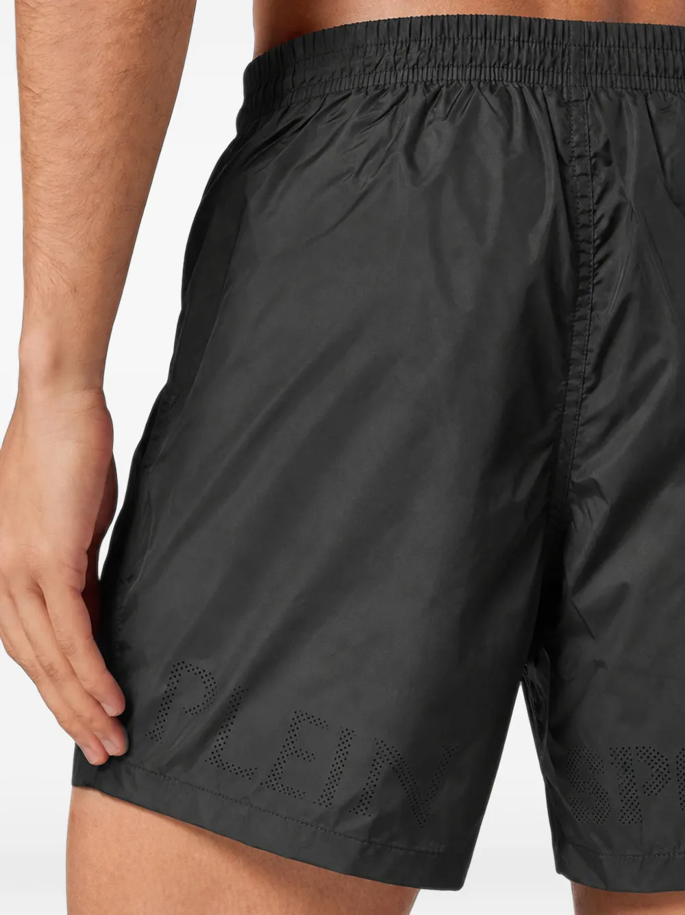 Plein Sport logo-patch drawstring swim shorts Zwart