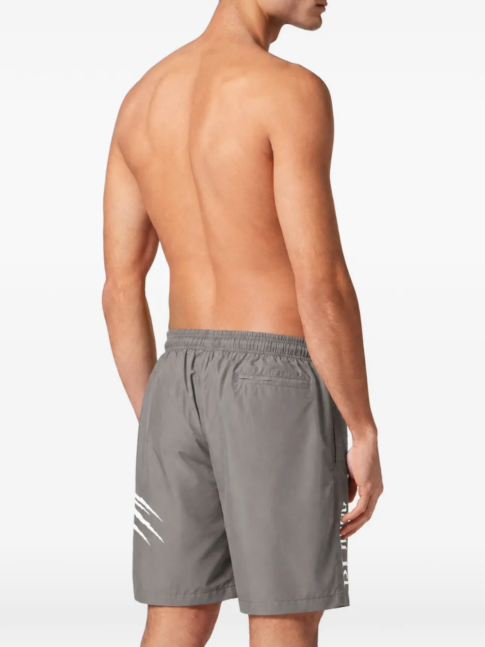 Plein Sport logo-print ripstop swim shorts Grijs