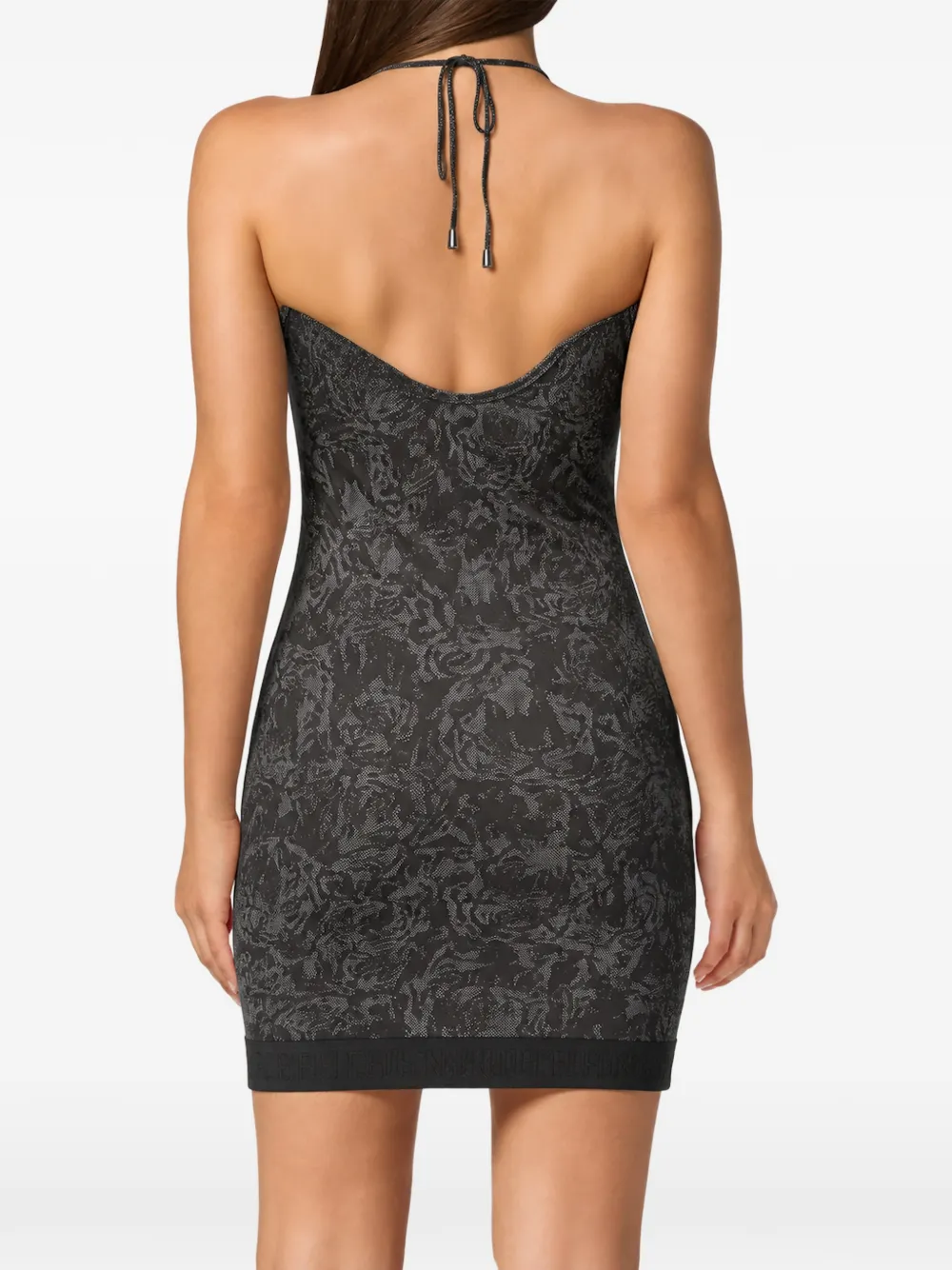 Plein Sport Roar halterneck cover-up mini dress Zwart