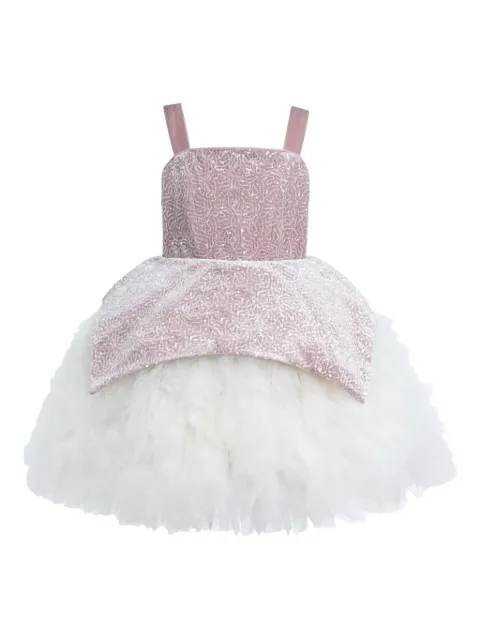 Tulleen square-neck sleeveless party dress