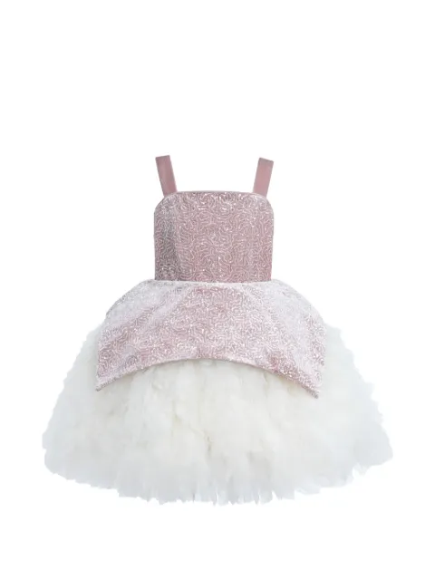 Tulleen square-neck sleeveless party dress