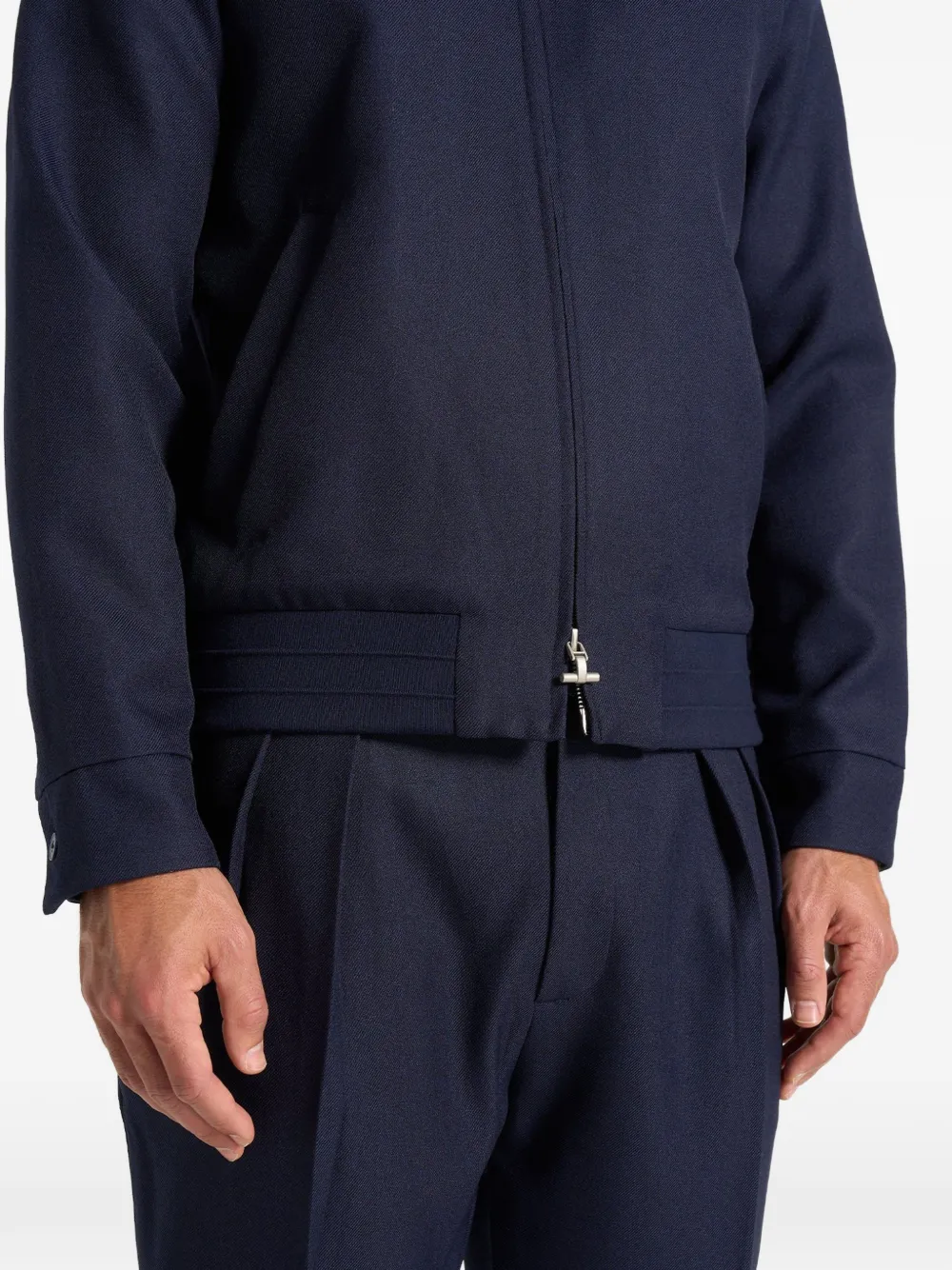 Manière De Voir Sami Ribbed Bomber Jacket In Blue