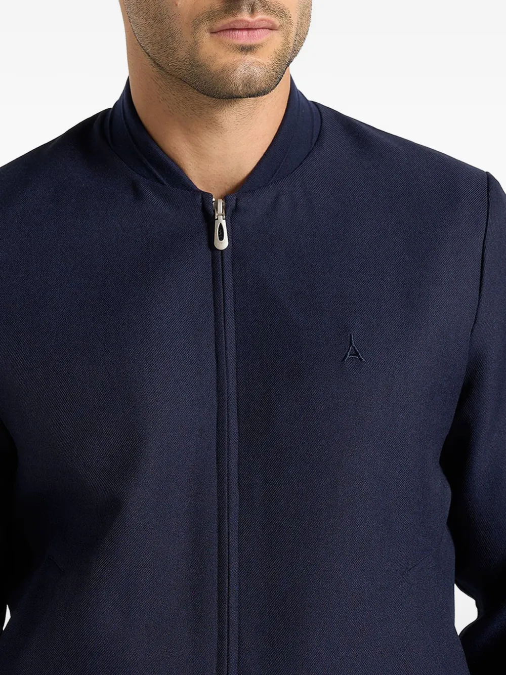 Manière De Voir Sami Ribbed Bomber Jacket In Blue