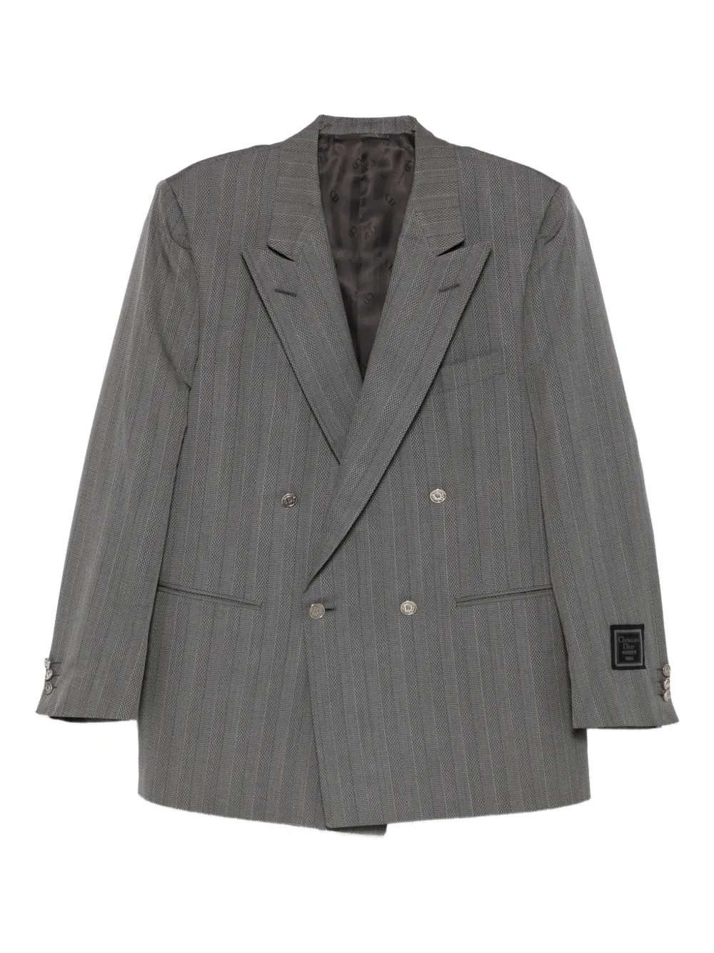 Christian Dior Pre-Owned 1990s striped-pattern double-breasted blazer | Grey | Image 1