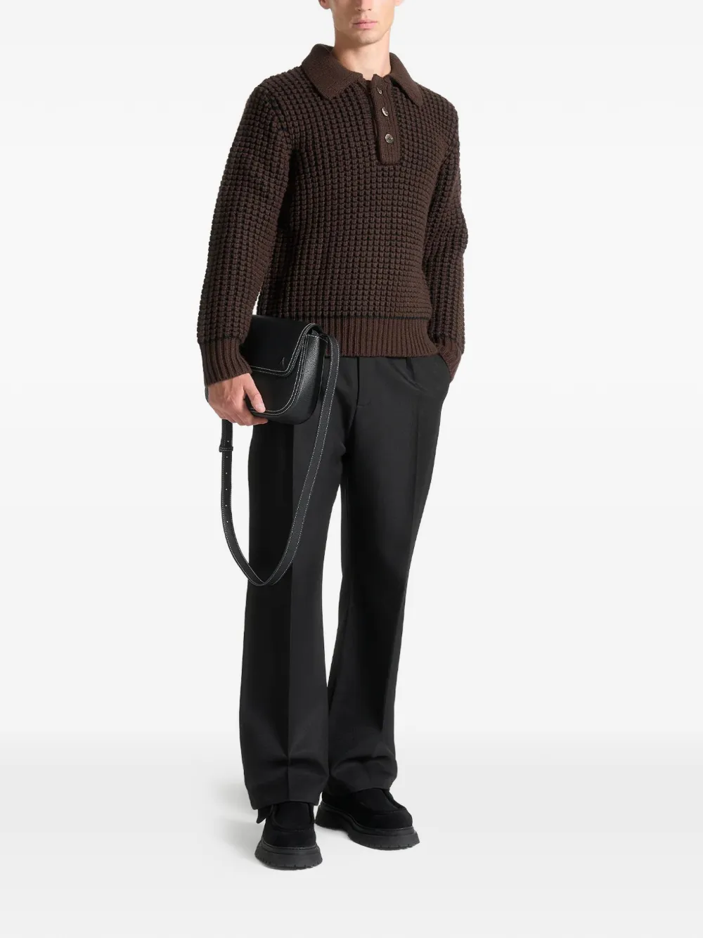 Manière De Voir polo-collar long-sleeve sweater - Bruin