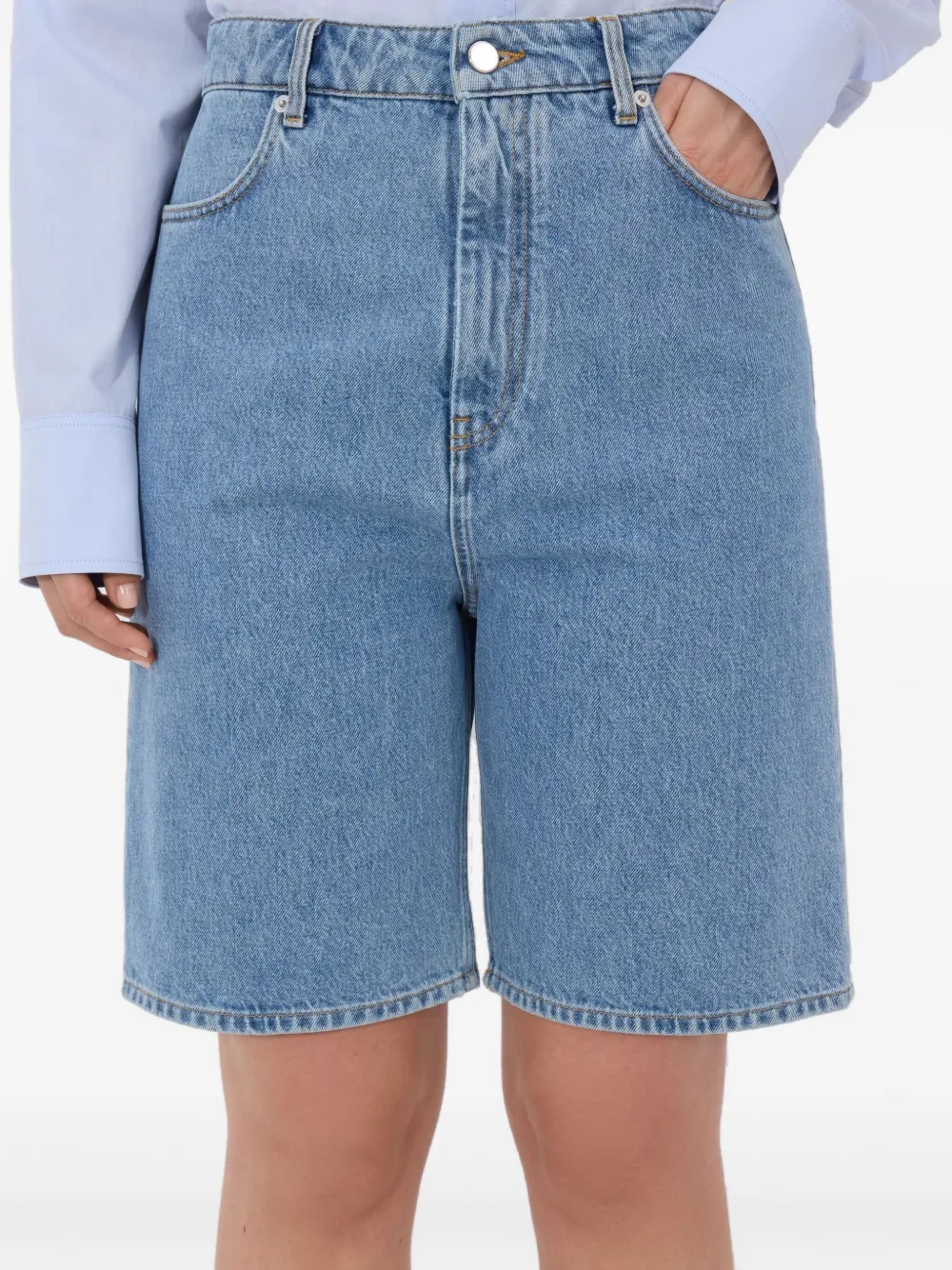 LouLou de Saison Isu Lds shorts met vijf zakken en rits Blauw