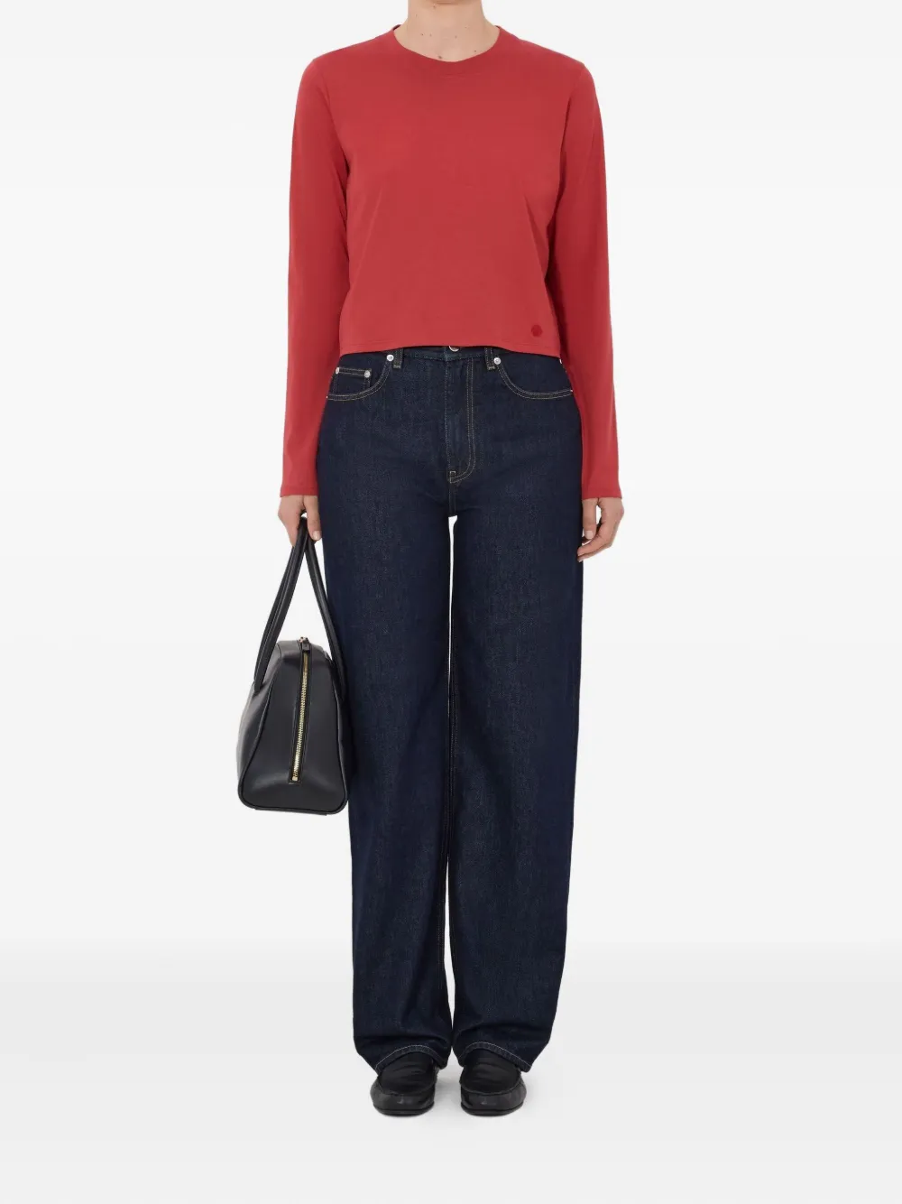 Loulou De Saison Masal Lds Embroidered-logo Long-sleeve T-shirt In Red