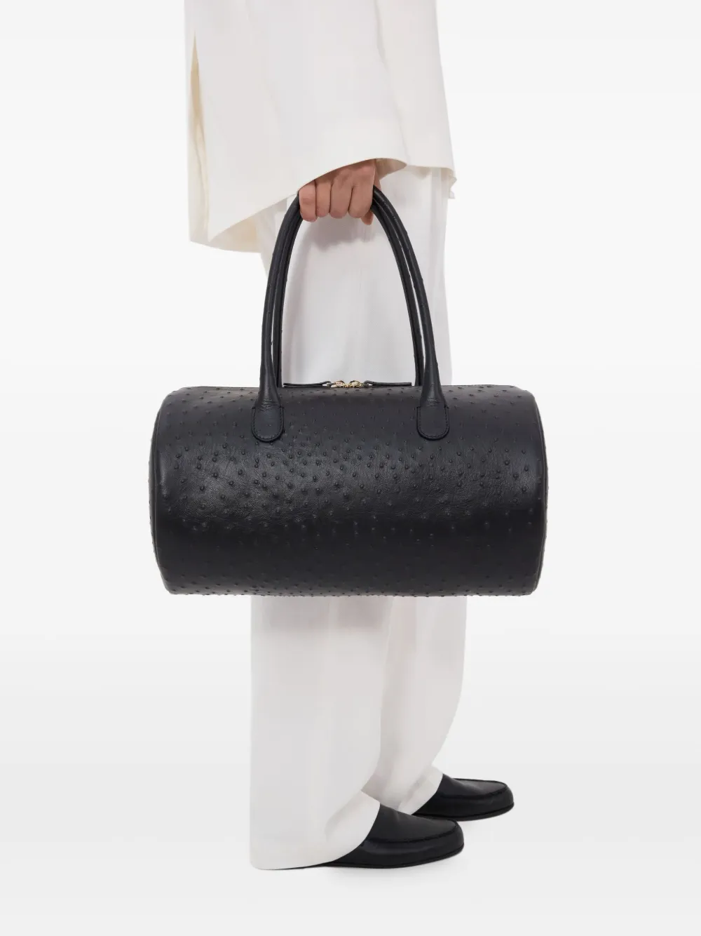 LouLou de Saison Alister leren shopper - Zwart