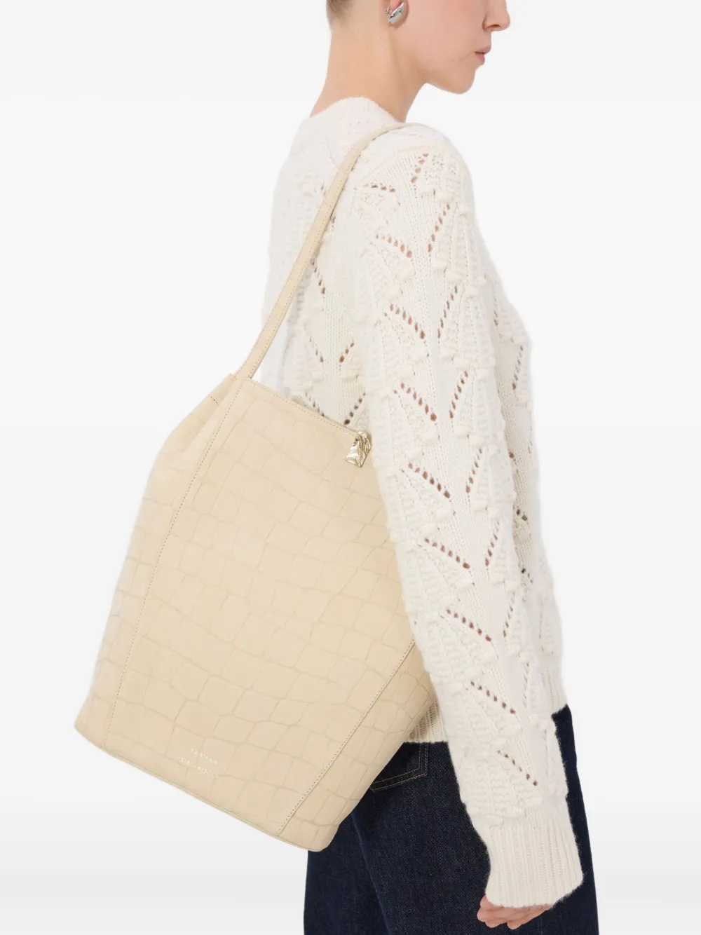 LouLou de Saison Audrey schoudertas met reliëf - Beige