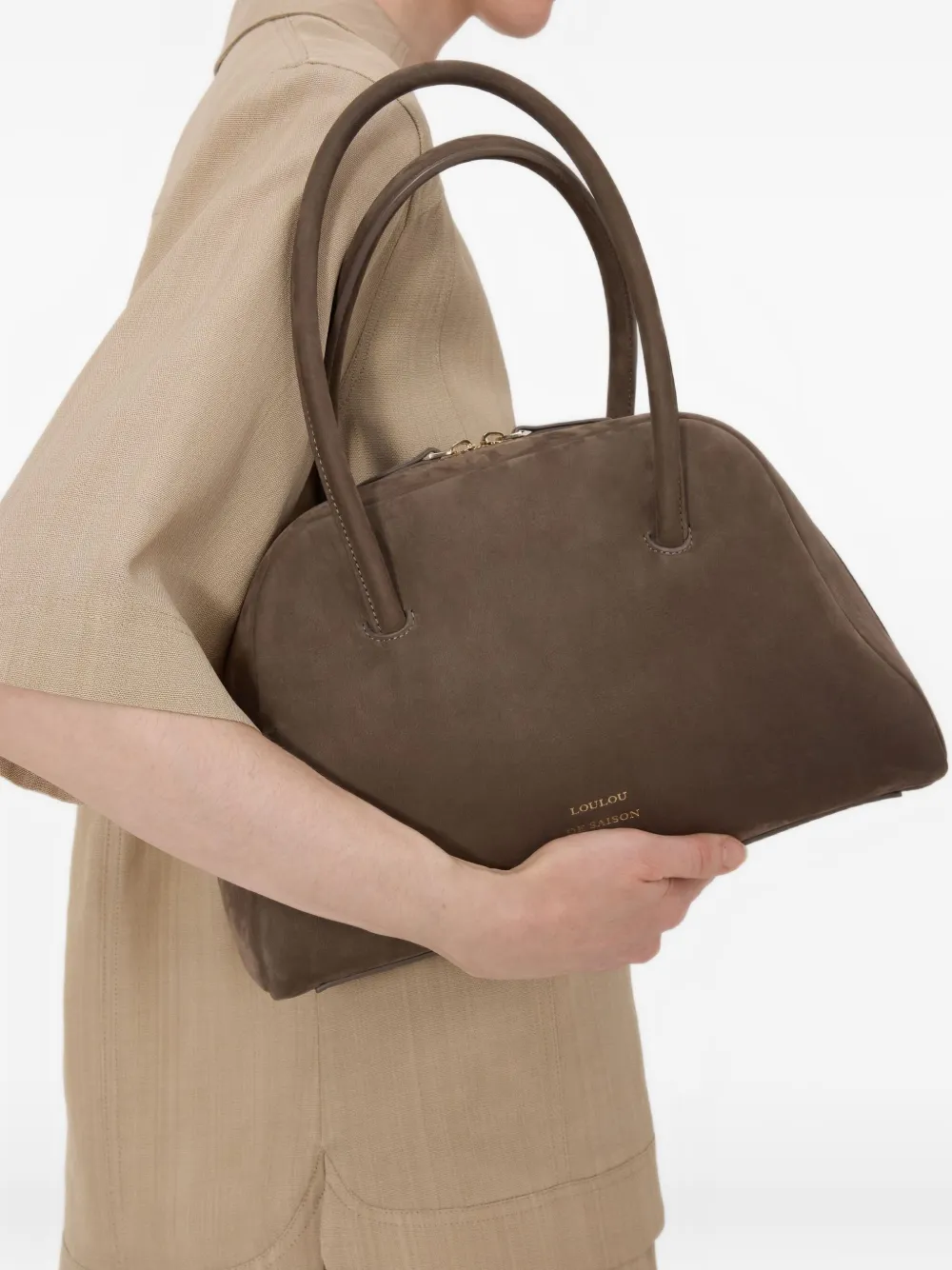 LouLou de Saison Brahms leren bowlingtas - Bruin