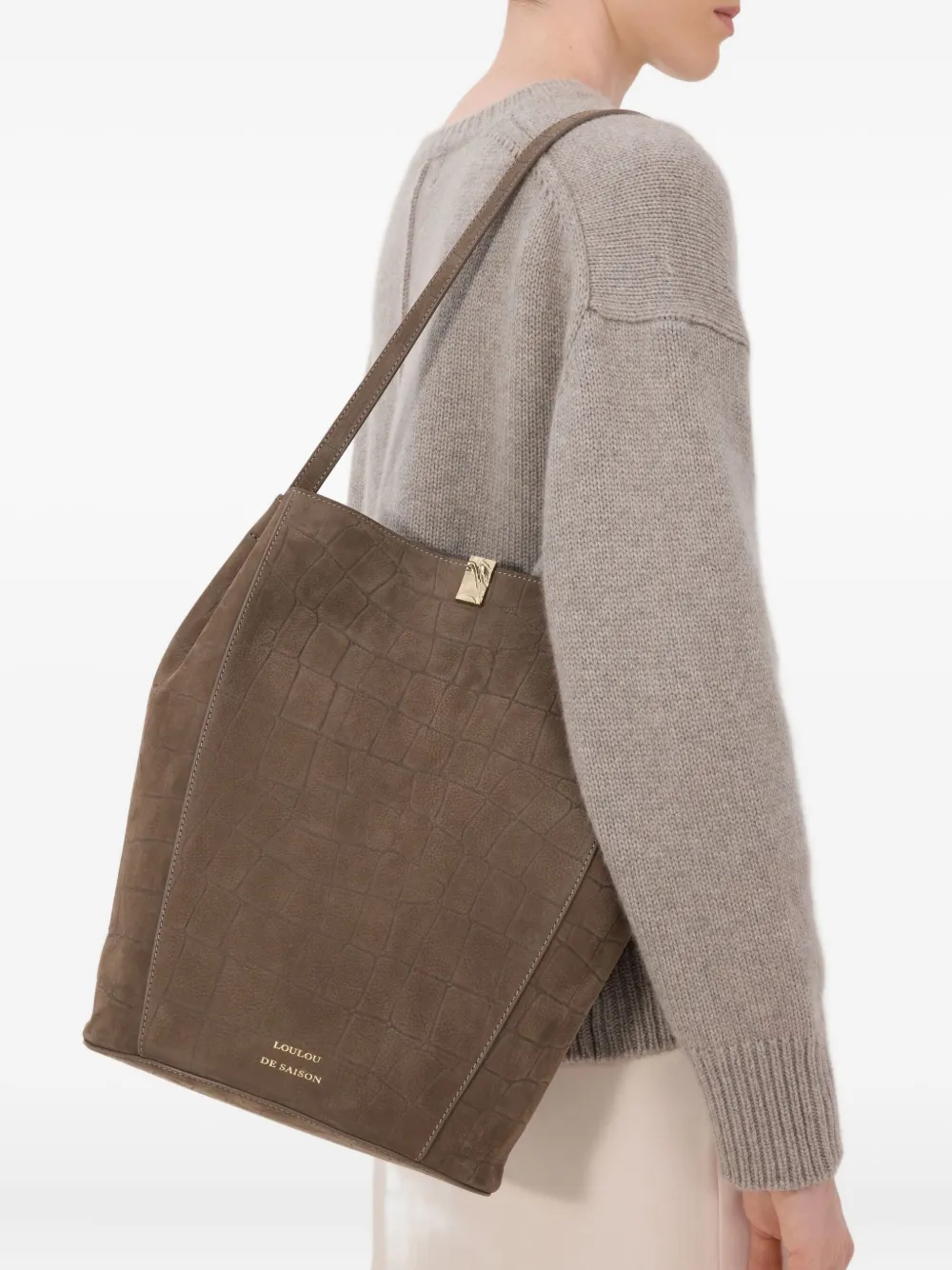 LouLou de Saison Audrey schoudertas met reliëf - Bruin