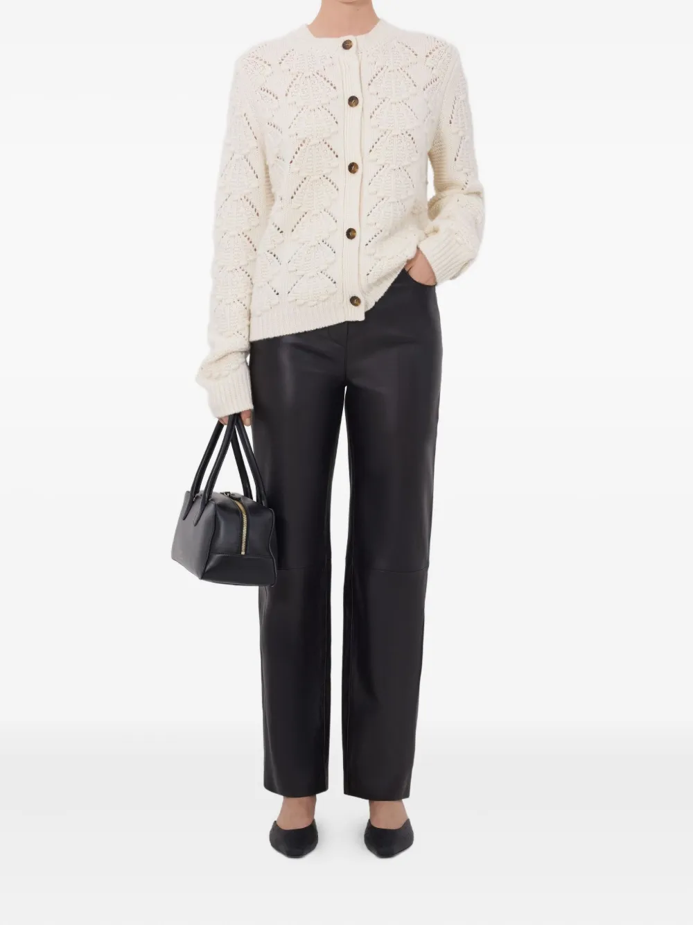 LouLou de Saison Bach gehaakt vest met knopen Beige