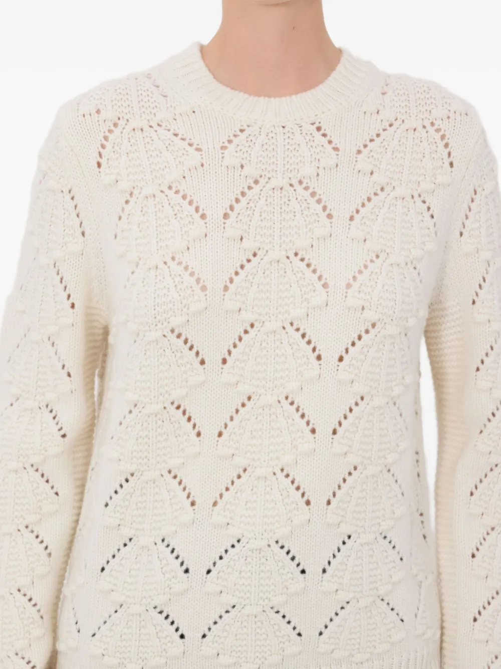 LouLou de Saison Cleyde gehaakte trui met schelpen-patroon Beige