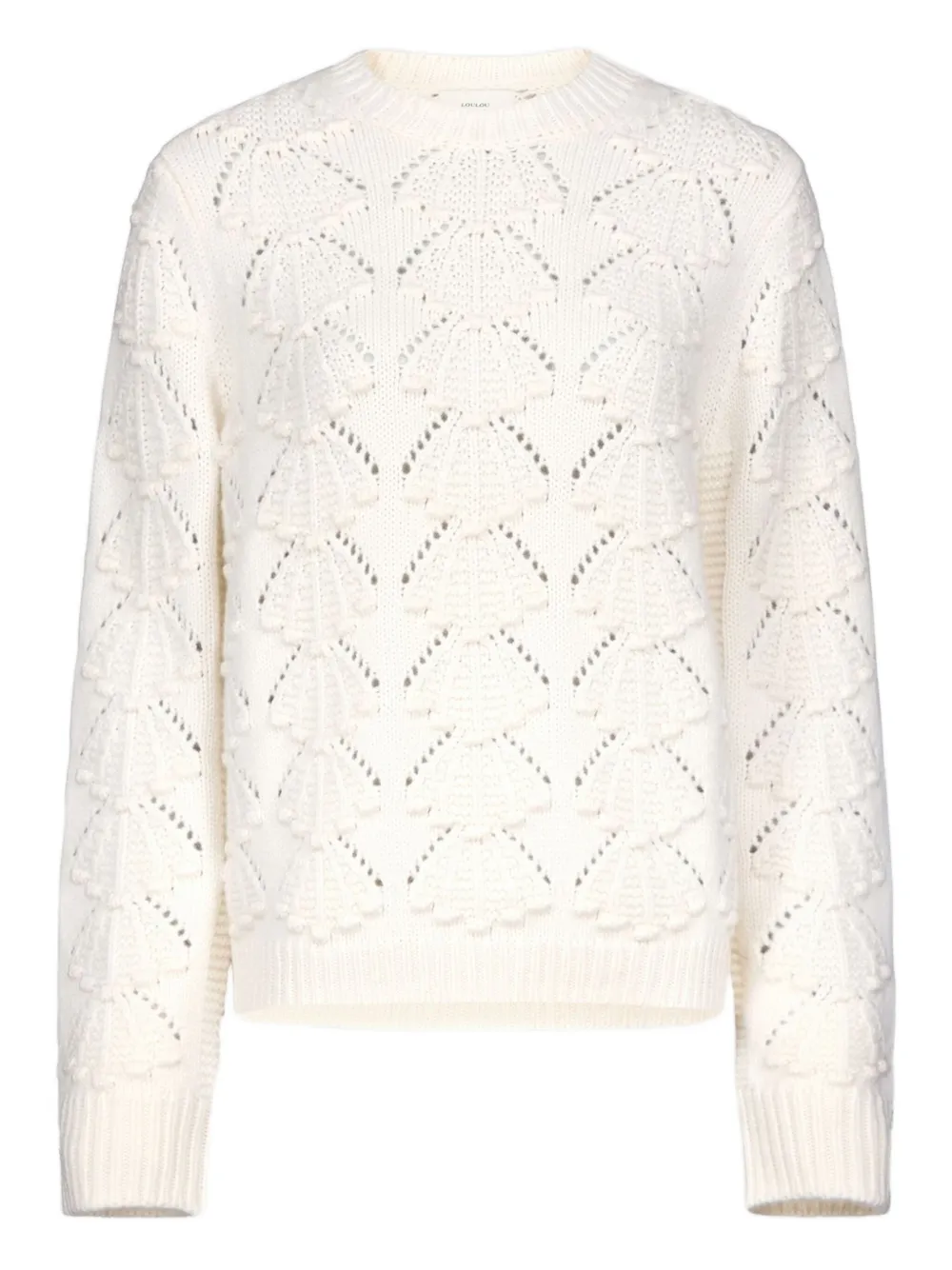LouLou de Saison Cleyde crochet seashell motif sweater - Neutrals