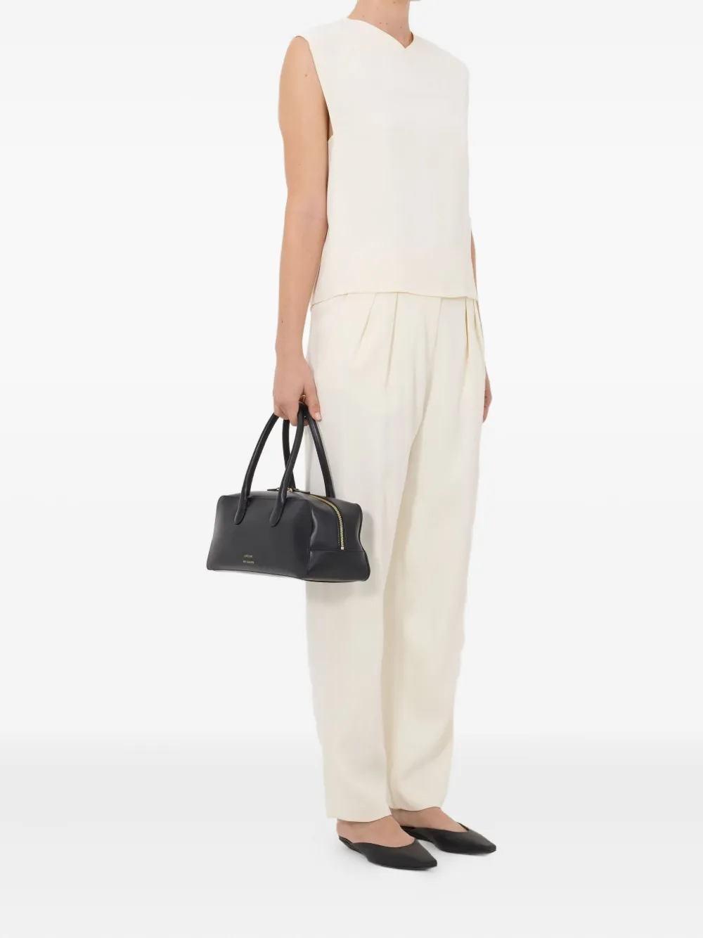LouLou de Saison Daika boxy top met V-hals Beige