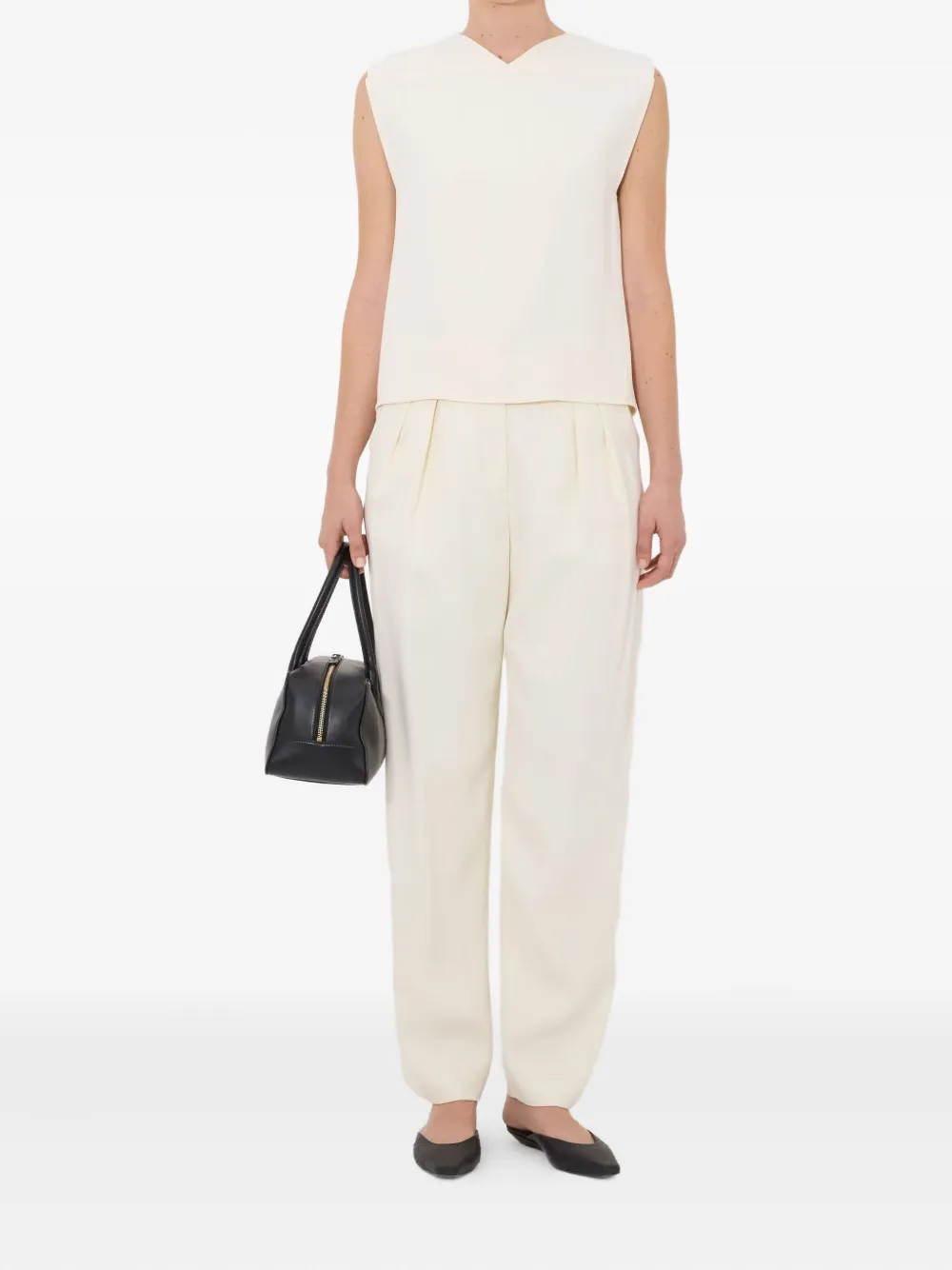 LouLou de Saison Daika boxy top met V-hals Beige