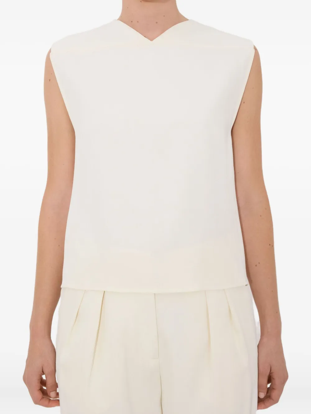 LouLou de Saison Daika boxy top met V-hals Beige