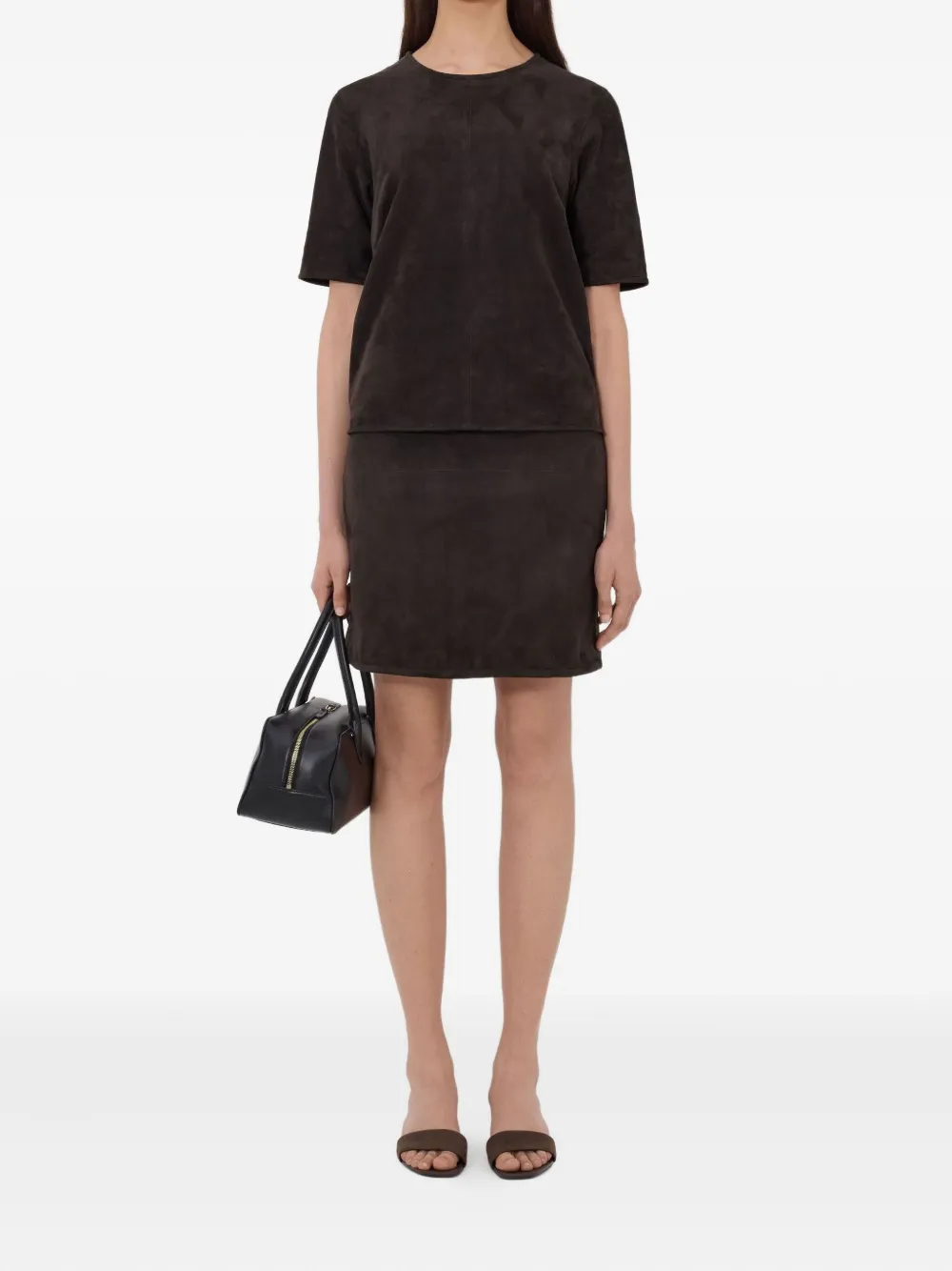 LouLou de Saison Engel su&egrave;de mini-kokerrok - Bruin