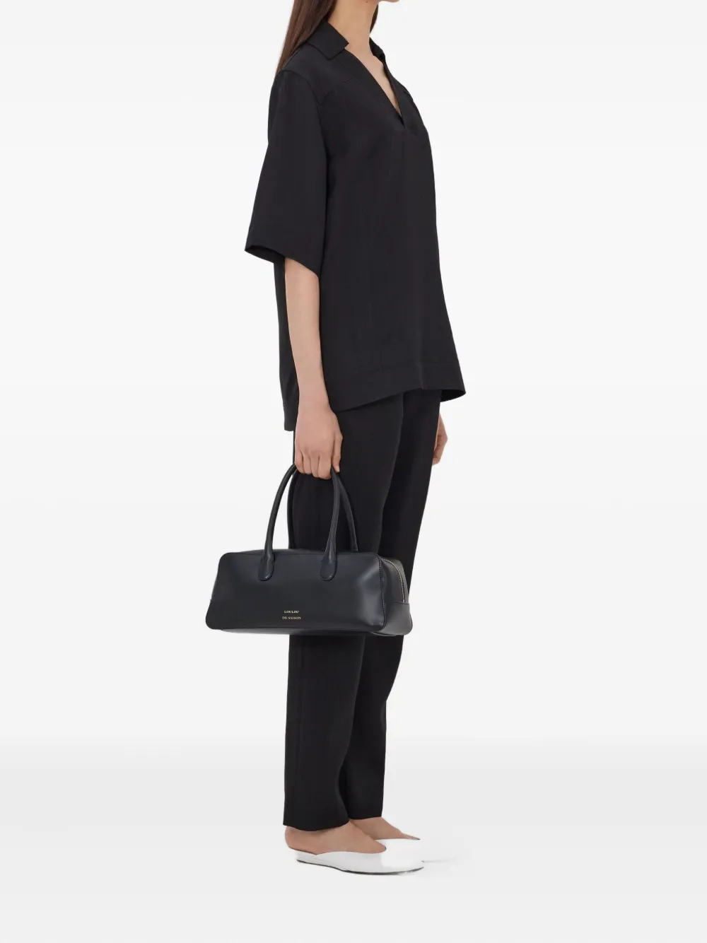 LouLou de Saison Ermo top met open hals Zwart