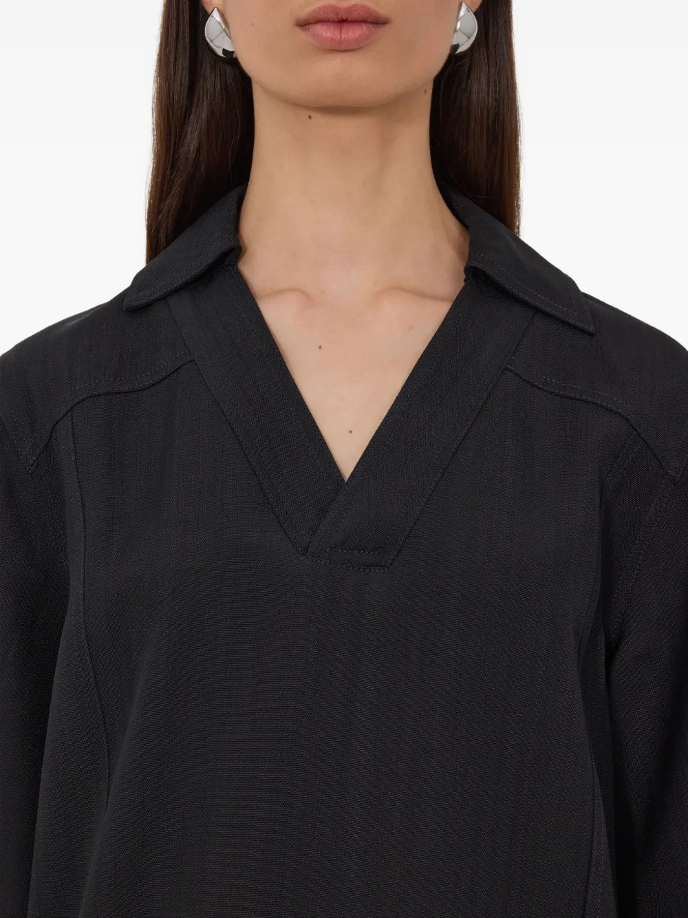 LouLou de Saison Ermo top met open hals Zwart