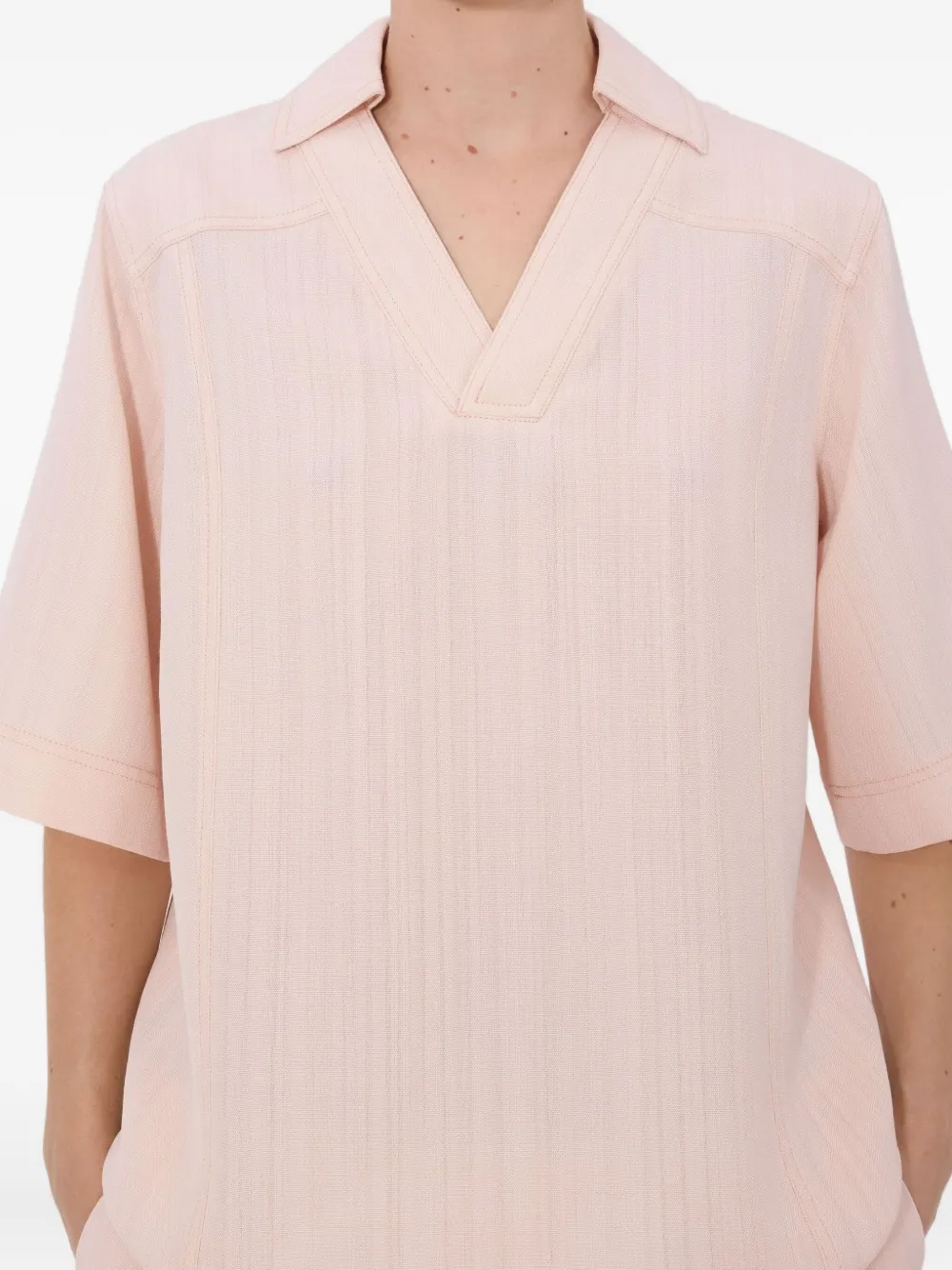 LouLou de Saison Ermo top met open hals Roze