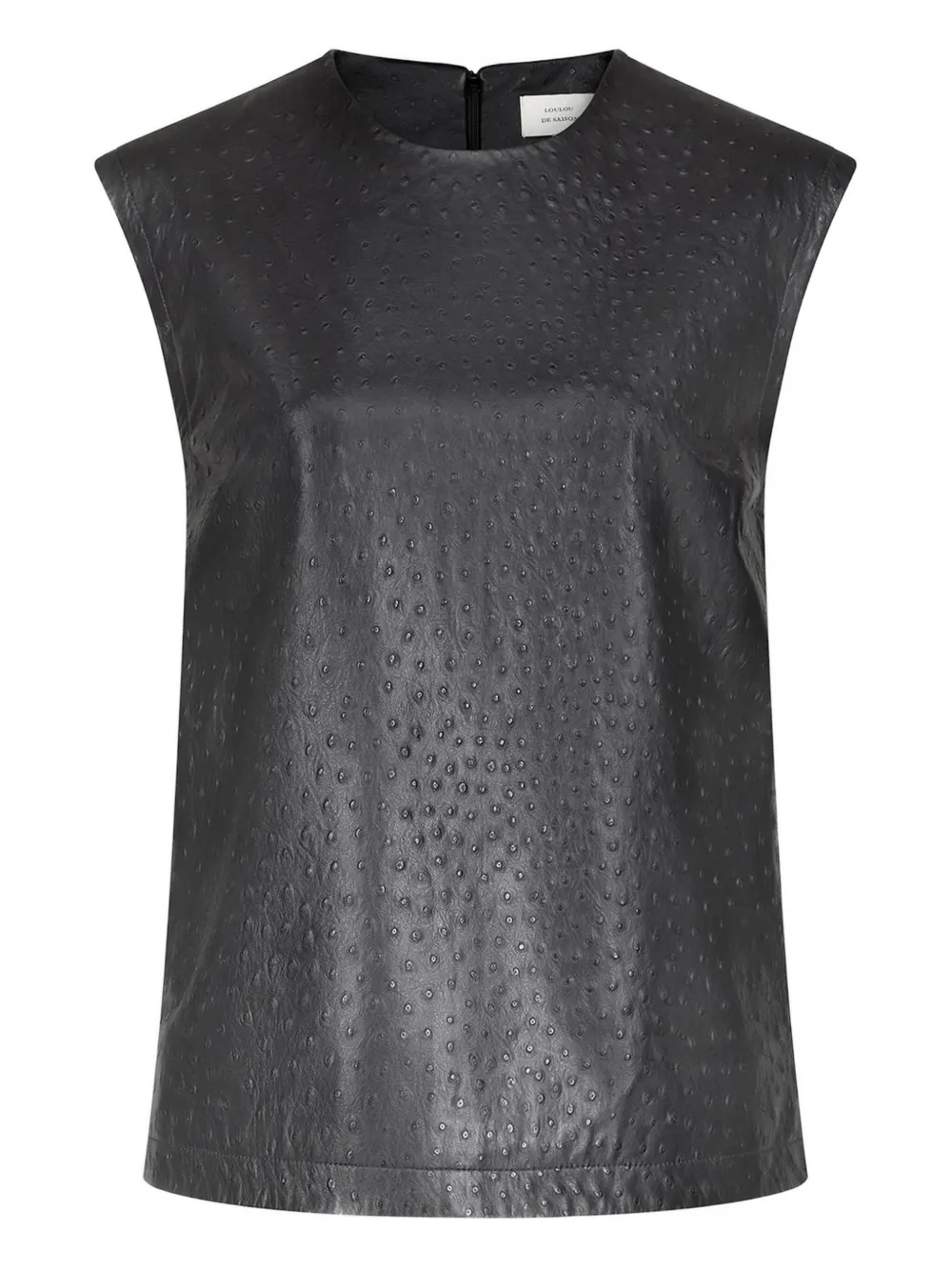 Loulou De Saison Fiza Ostrich-effect Leather Top In Black