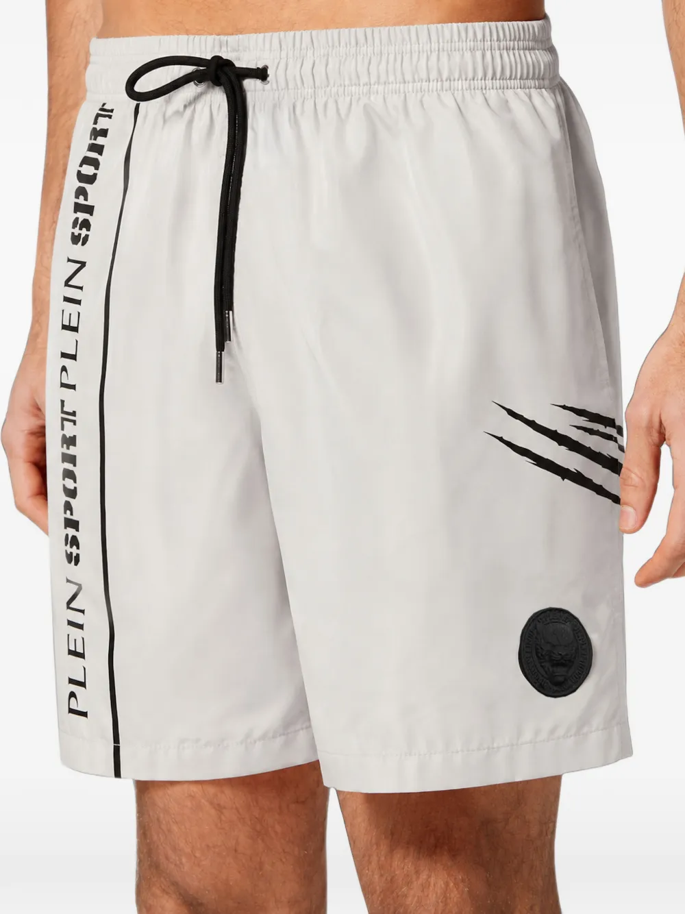 Plein Sport logo-print ripstop swimming shorts Grijs