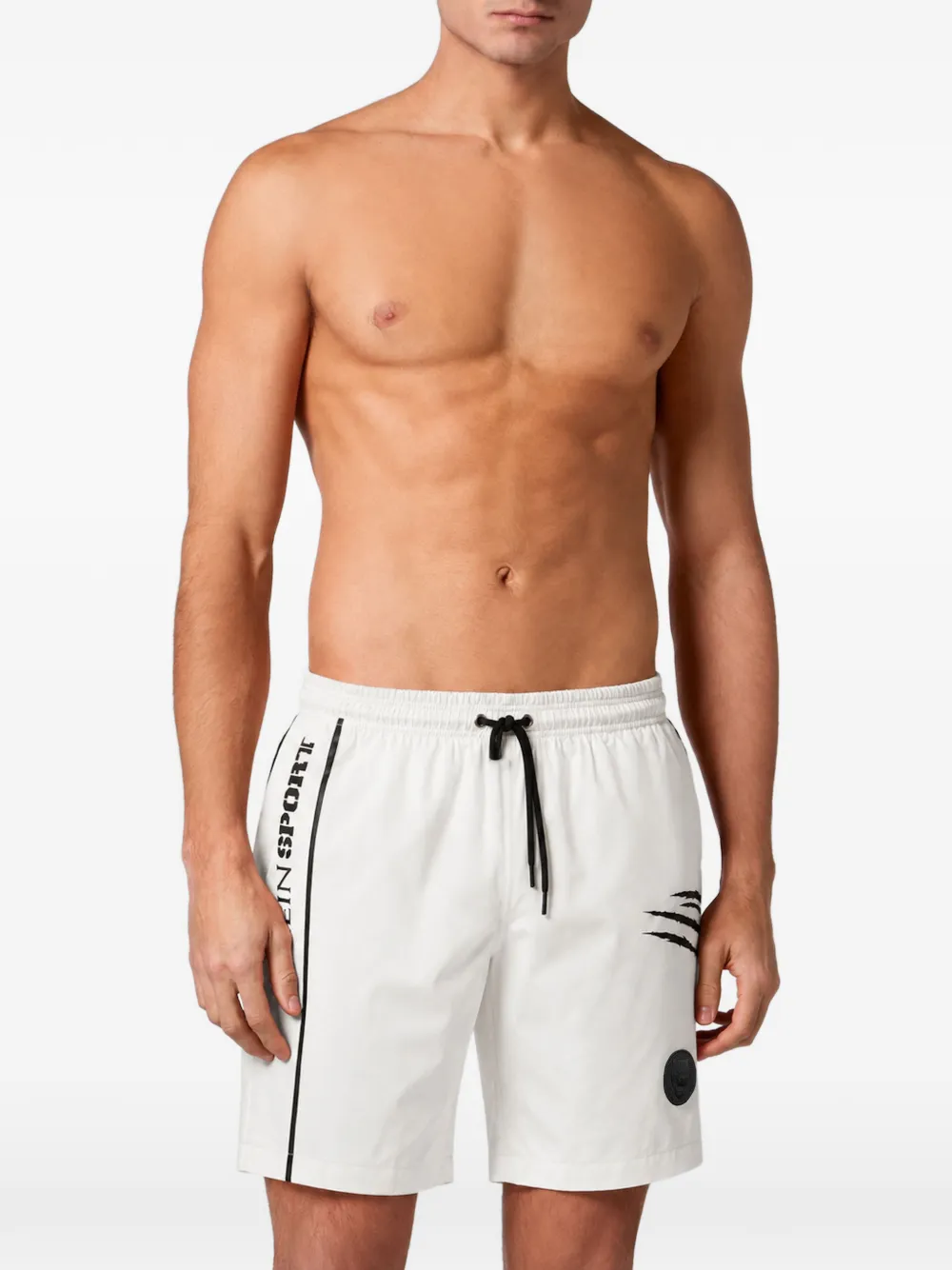 Plein Sport logo-print ripstop swimming shorts Grijs
