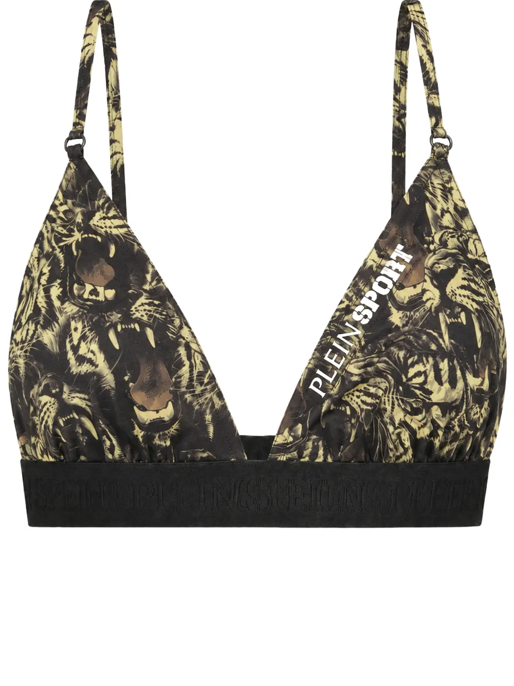 Plein Sport Roar tiger-print triangle bra Groen