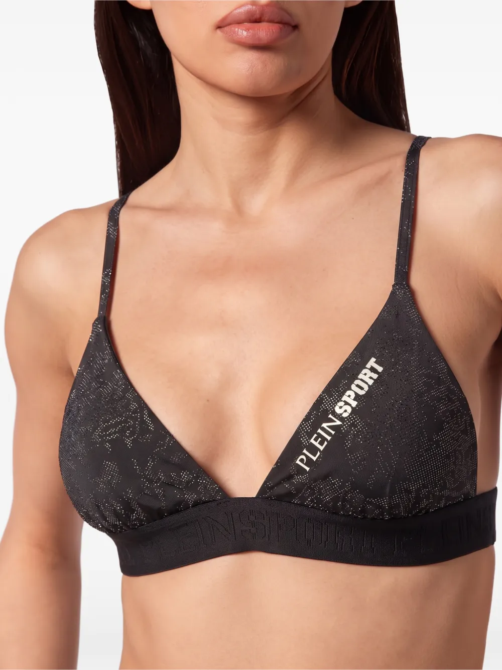 Plein Sport Roar triangle bikini top Zwart