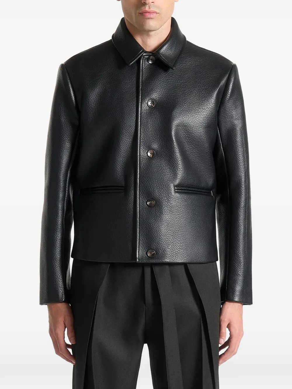 Manière De Voir button-up leather jacket | Black | Image 1