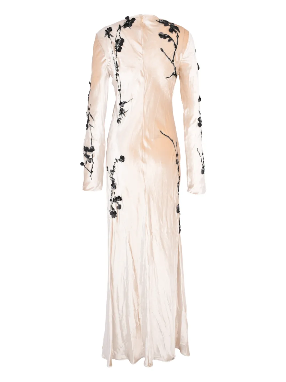 Alberta Ferretti floral-appliqué maxi dress - Beige