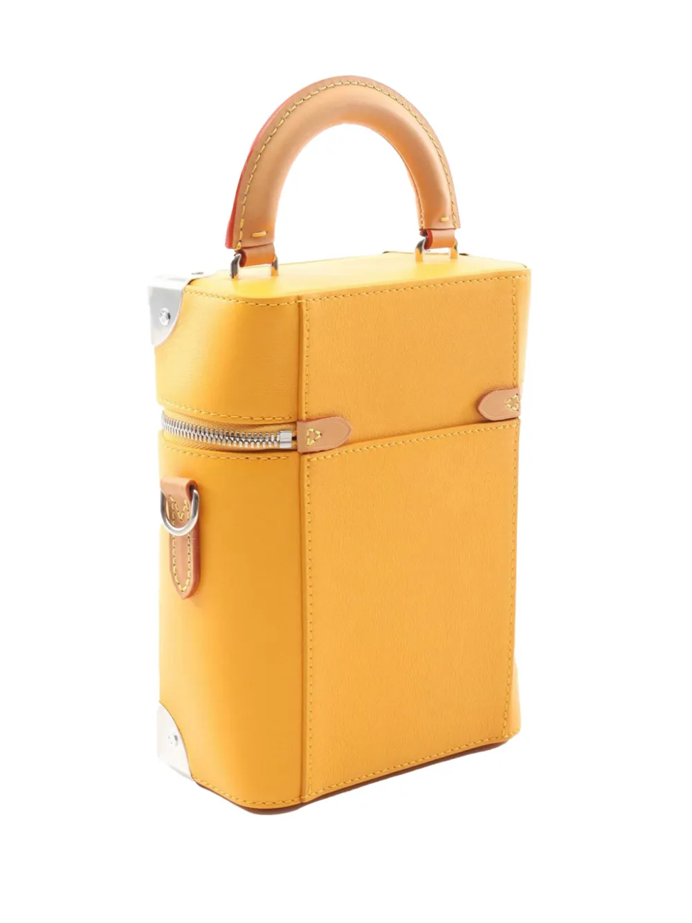 Pre-owned Louis Vuitton 2022 Leather Vertical Box Trunk Satchel In Yellow
