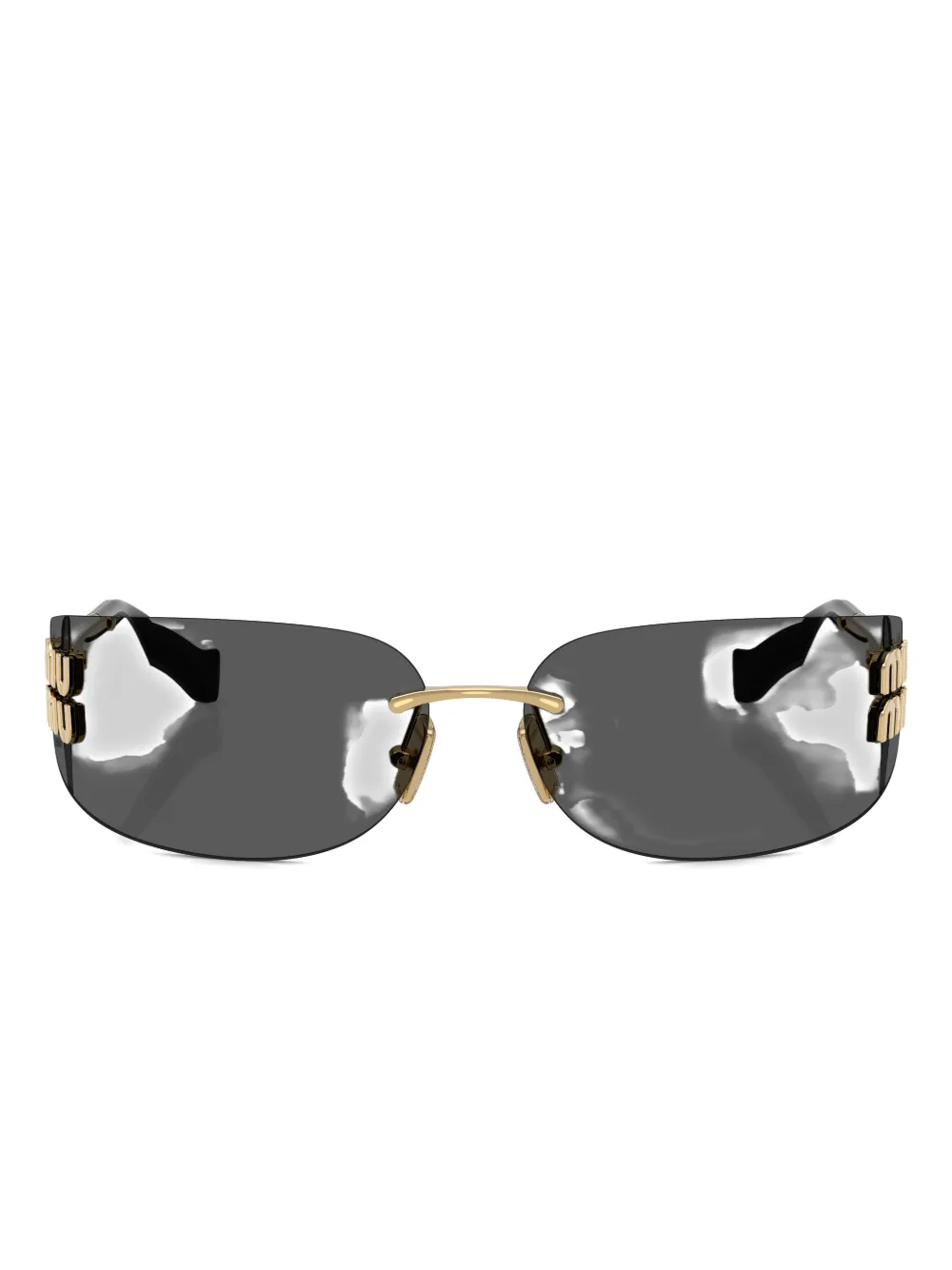 Miu Miu Oval-frame Sunglasses In Gold