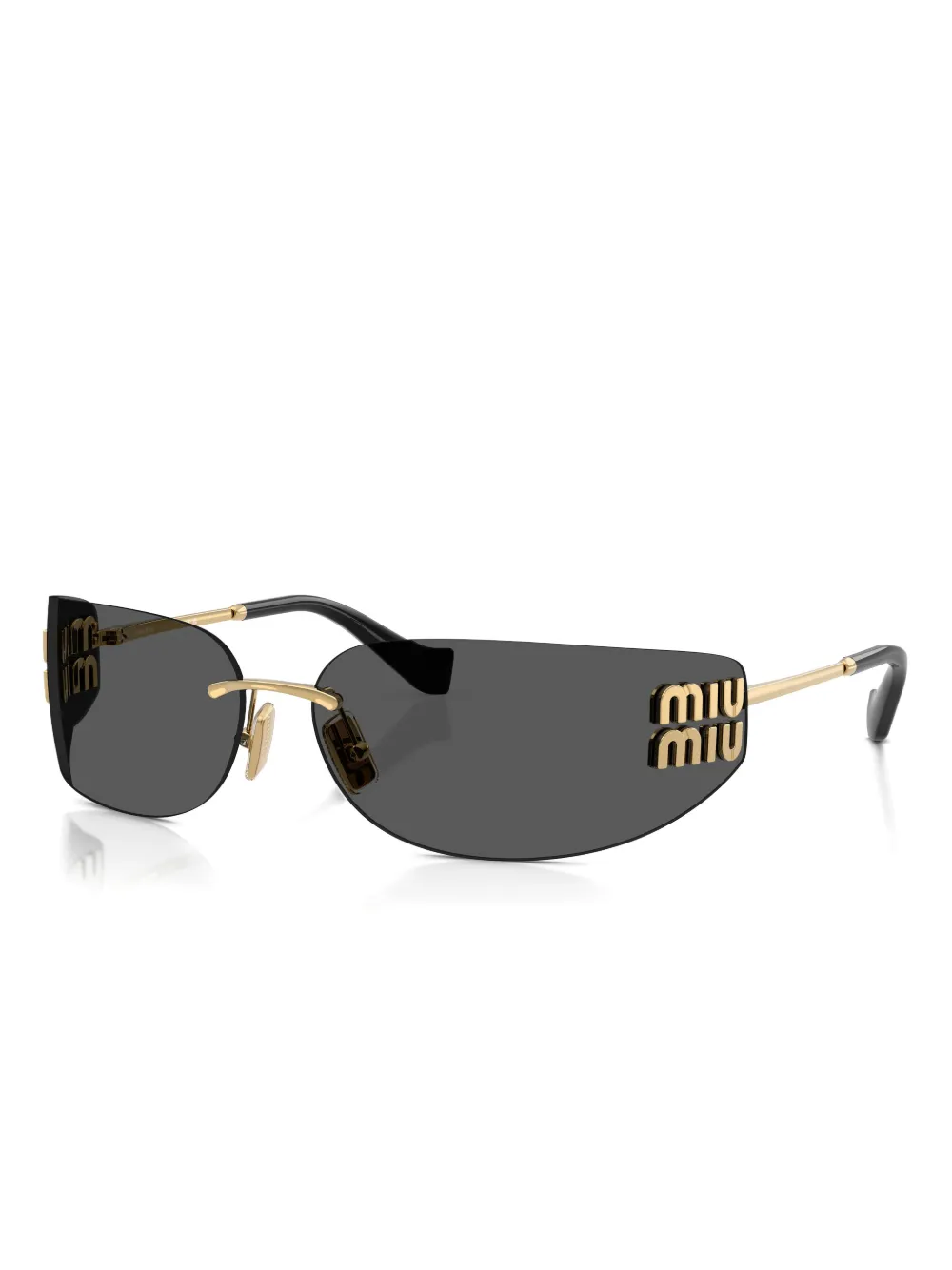 Miu Miu Oval-frame Sunglasses In Gold