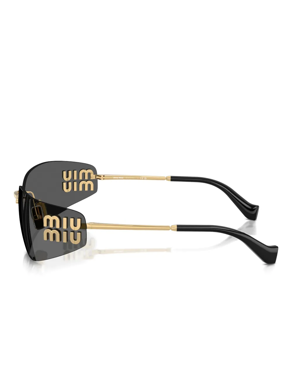 Miu Miu Oval-frame Sunglasses In Gold