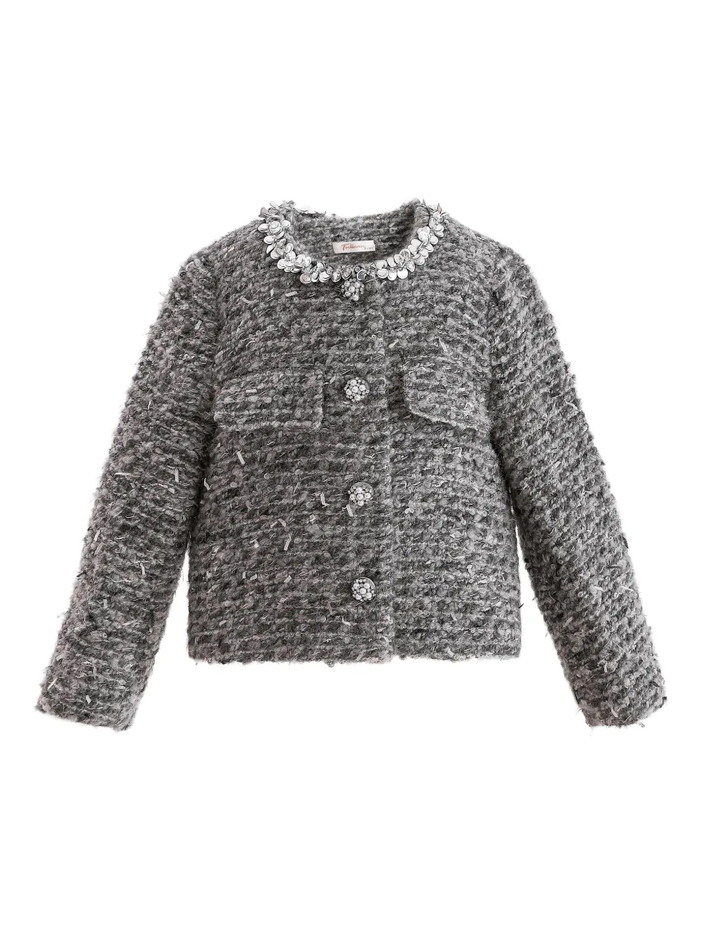 Tulleen embellished-collar cardigan | gris | Image 1