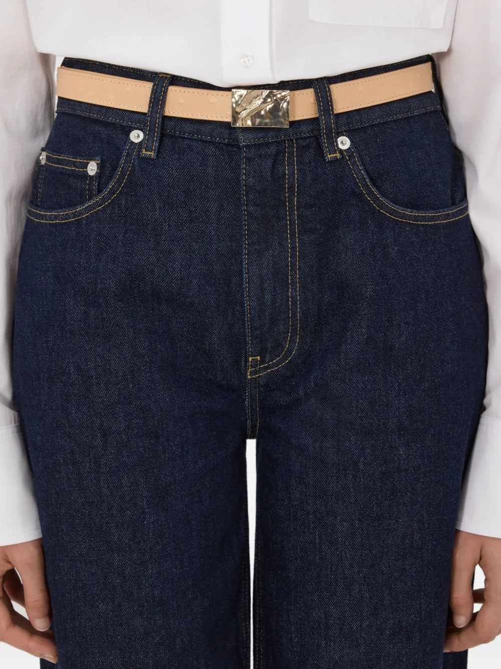 Loulou De Saison Ceylon Leather Belt In Neutral