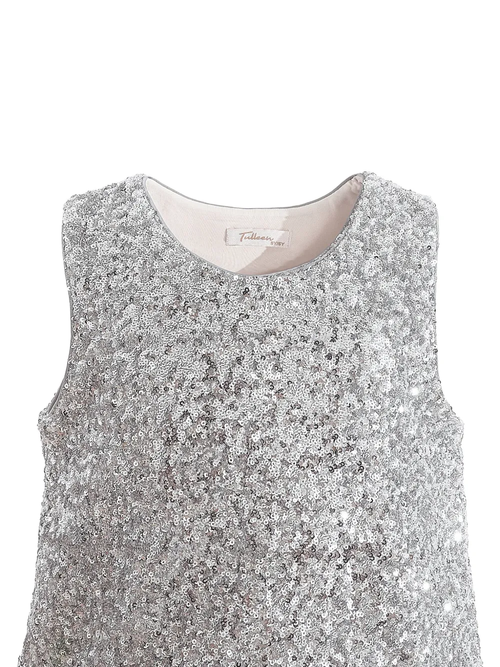Tulleen Sequins-embellishment Skirt Set In Silver