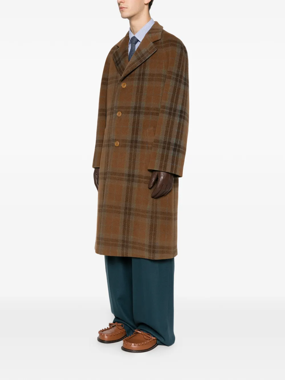  Romeo Gigli Pre-owned 1990s Plaid Coat - Brown 